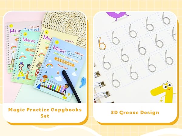 Reusable Magic Ink Copy Books for Kids (Pack of 5) – Auto Erase Handwriting Practice Books with 3 Magic Pens & 20 Refills | Writing, Drawing & Learning Set