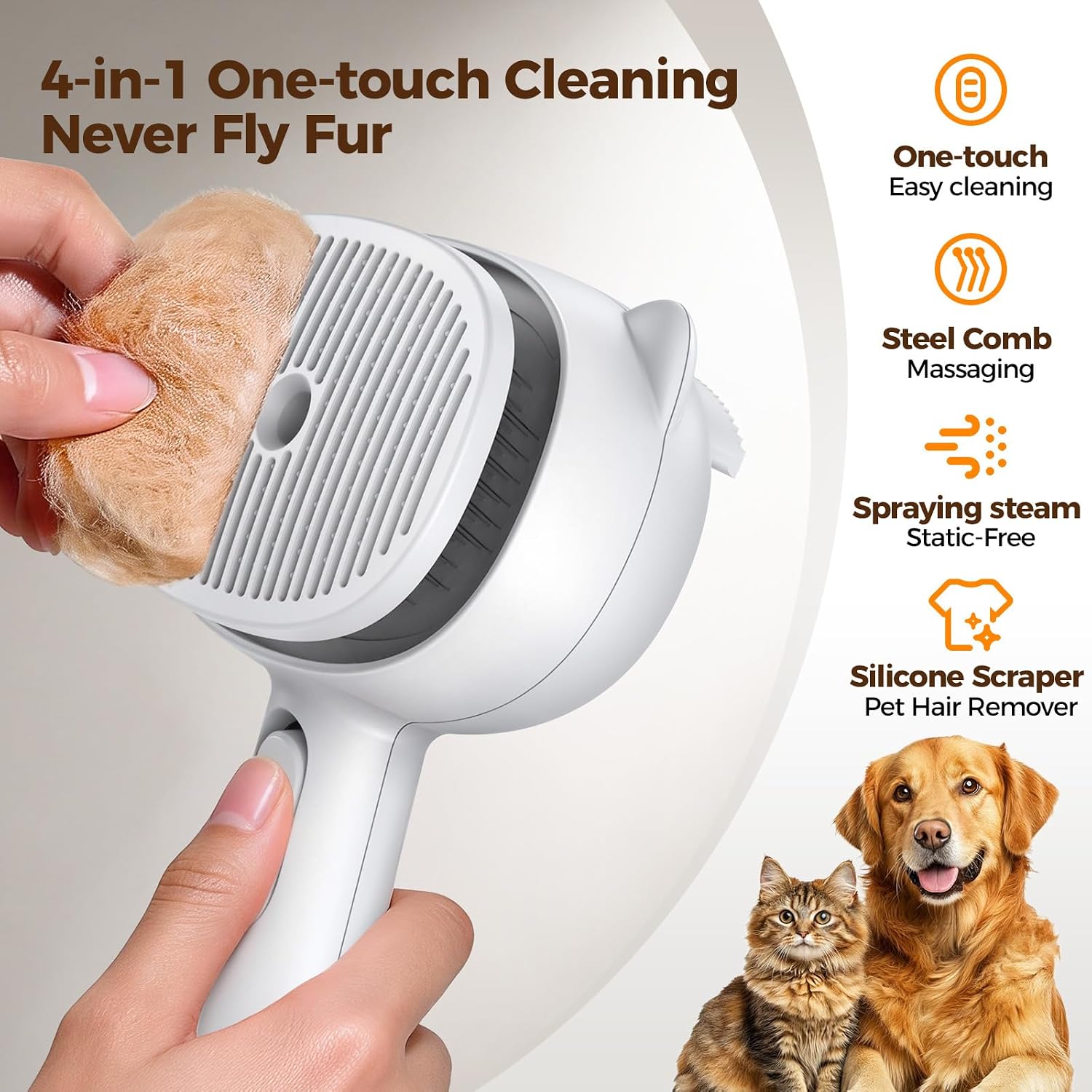 Steam Self-Cleaning Pet Brush
