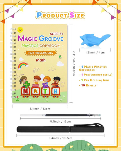 Reusable Magic Ink Copy Books for Kids (Pack of 5) – Auto Erase Handwriting Practice Books with 3 Magic Pens & 20 Refills | Writing, Drawing & Learning Set