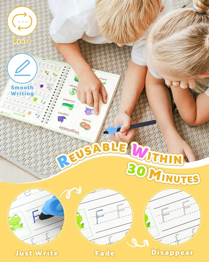 Reusable Magic Ink Copy Books for Kids (Pack of 5) – Auto Erase Handwriting Practice Books with 3 Magic Pens & 20 Refills | Writing, Drawing & Learning Set