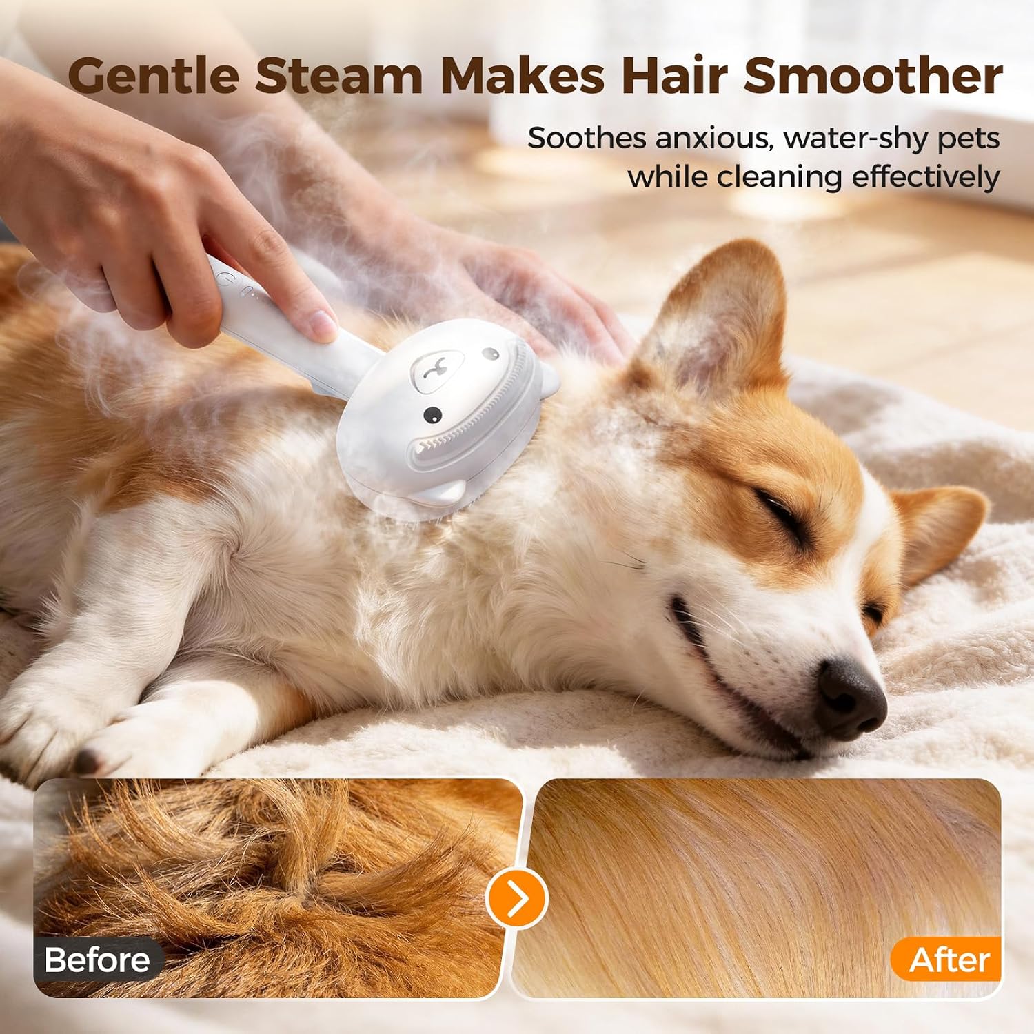 Steam Self-Cleaning Pet Brush