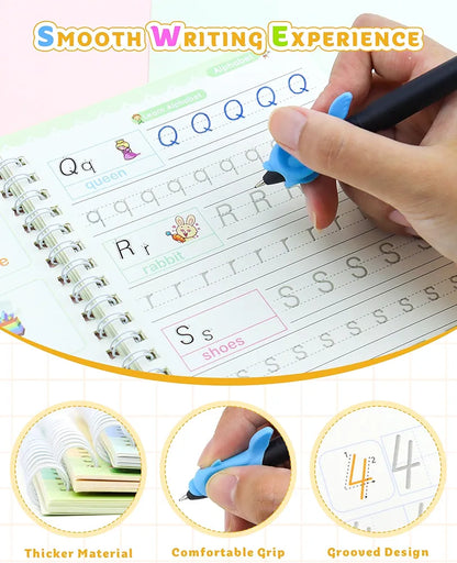 Reusable Magic Ink Copy Books for Kids (Pack of 5) – Auto Erase Handwriting Practice Books with 3 Magic Pens & 20 Refills | Writing, Drawing & Learning Set