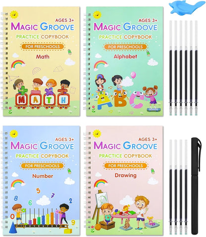 Reusable Magic Ink Copy Books for Kids (Pack of 5) – Auto Erase Handwriting Practice Books with 3 Magic Pens & 20 Refills | Writing, Drawing & Learning Set