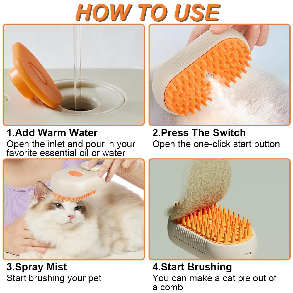 Cat Steam Brush For Shedding