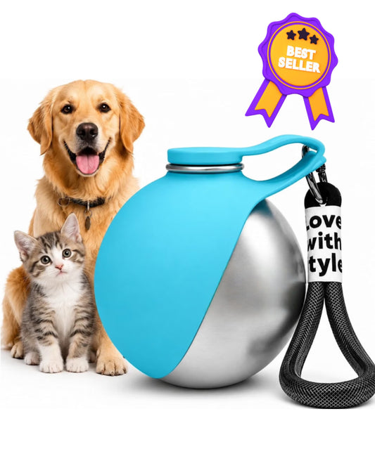 Care On-The-Go: 2-in-1 Stainless Steel Dog Water Bottle & Bowl (310ml)