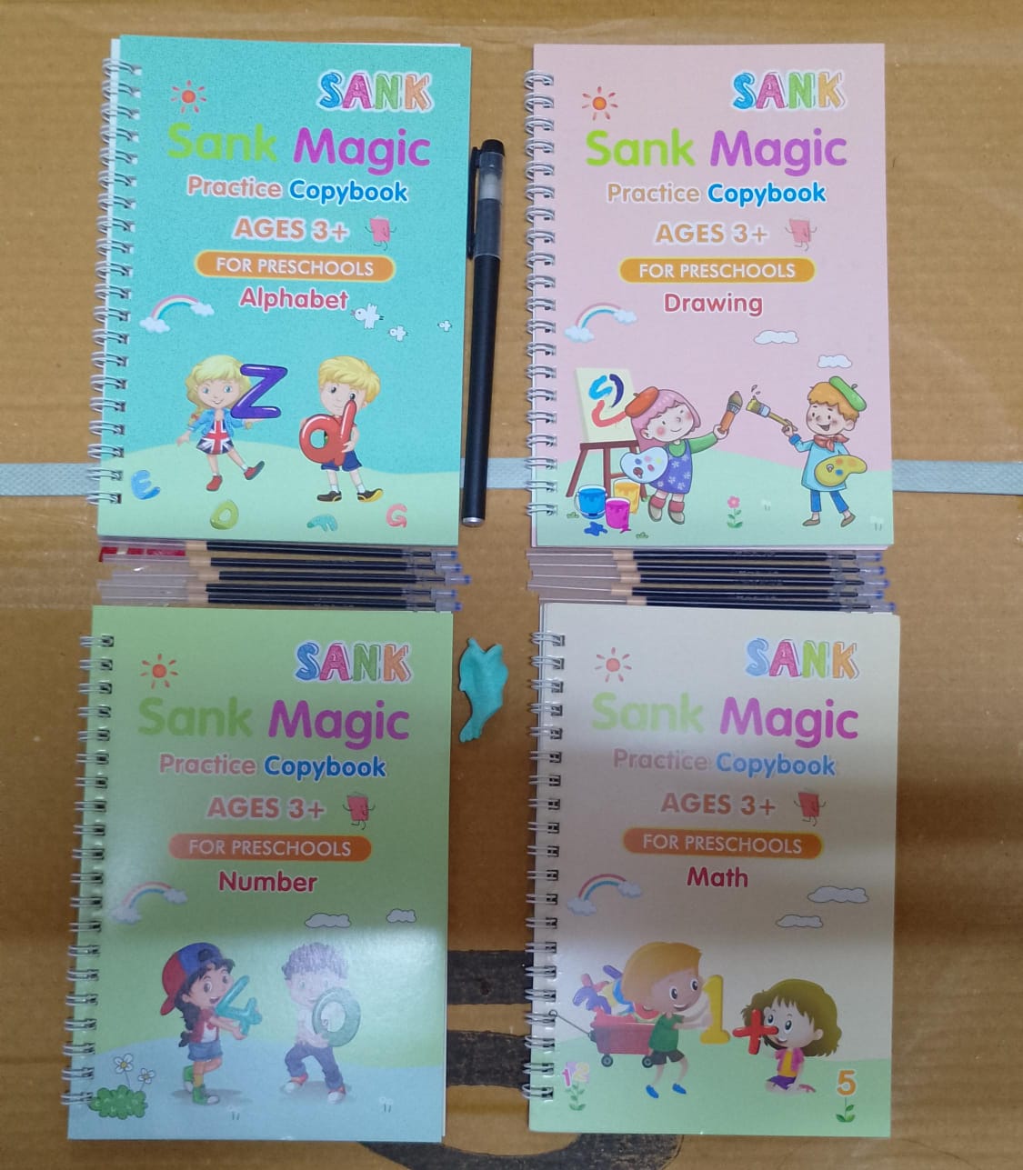 Sank Magic Practice Copybook (4 Books,1 Pen,1 Grip,10 Refill) (Pack Of 2)