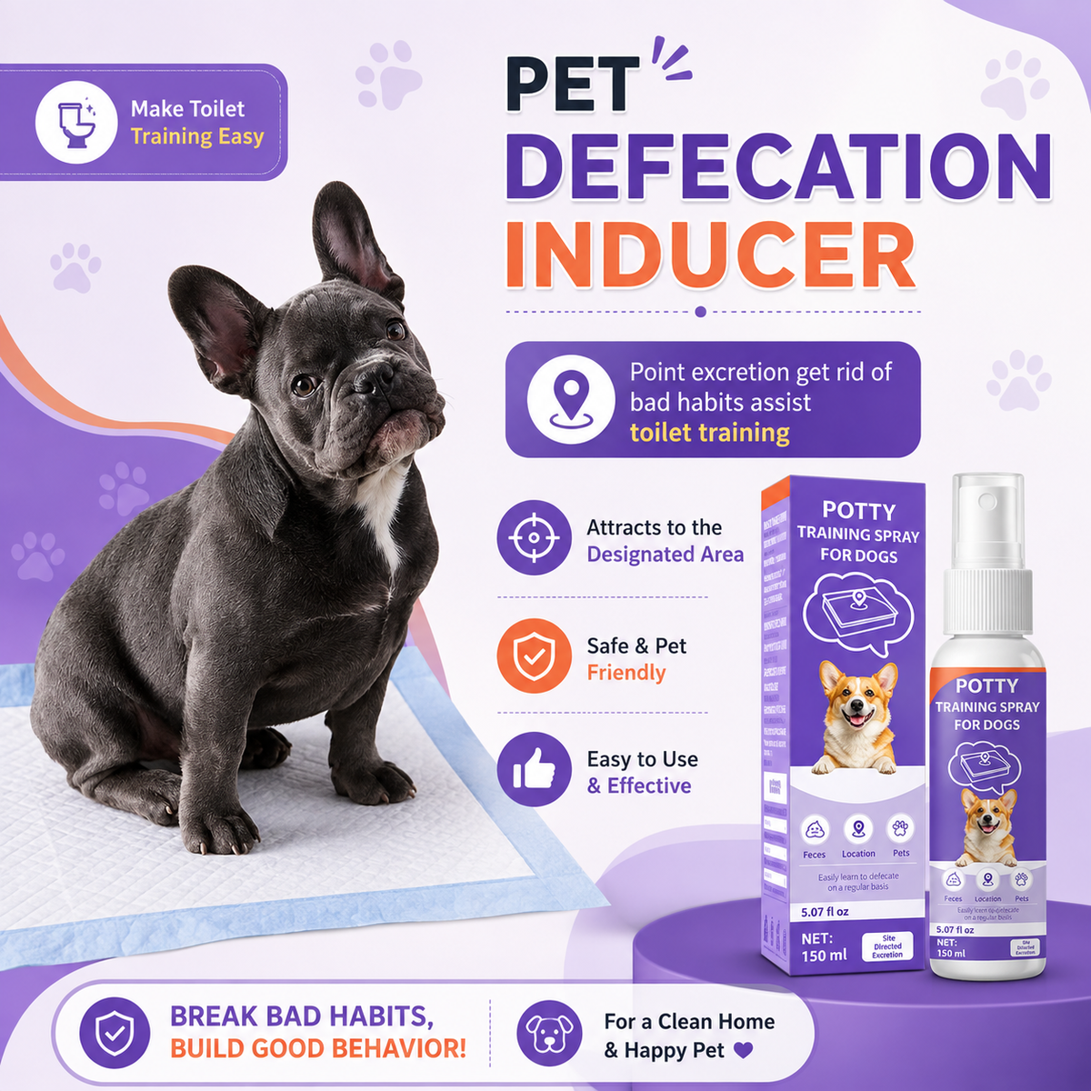 Pet Potty & Toilet Training Spray 150ml – Teach Your Pet the Right Spot